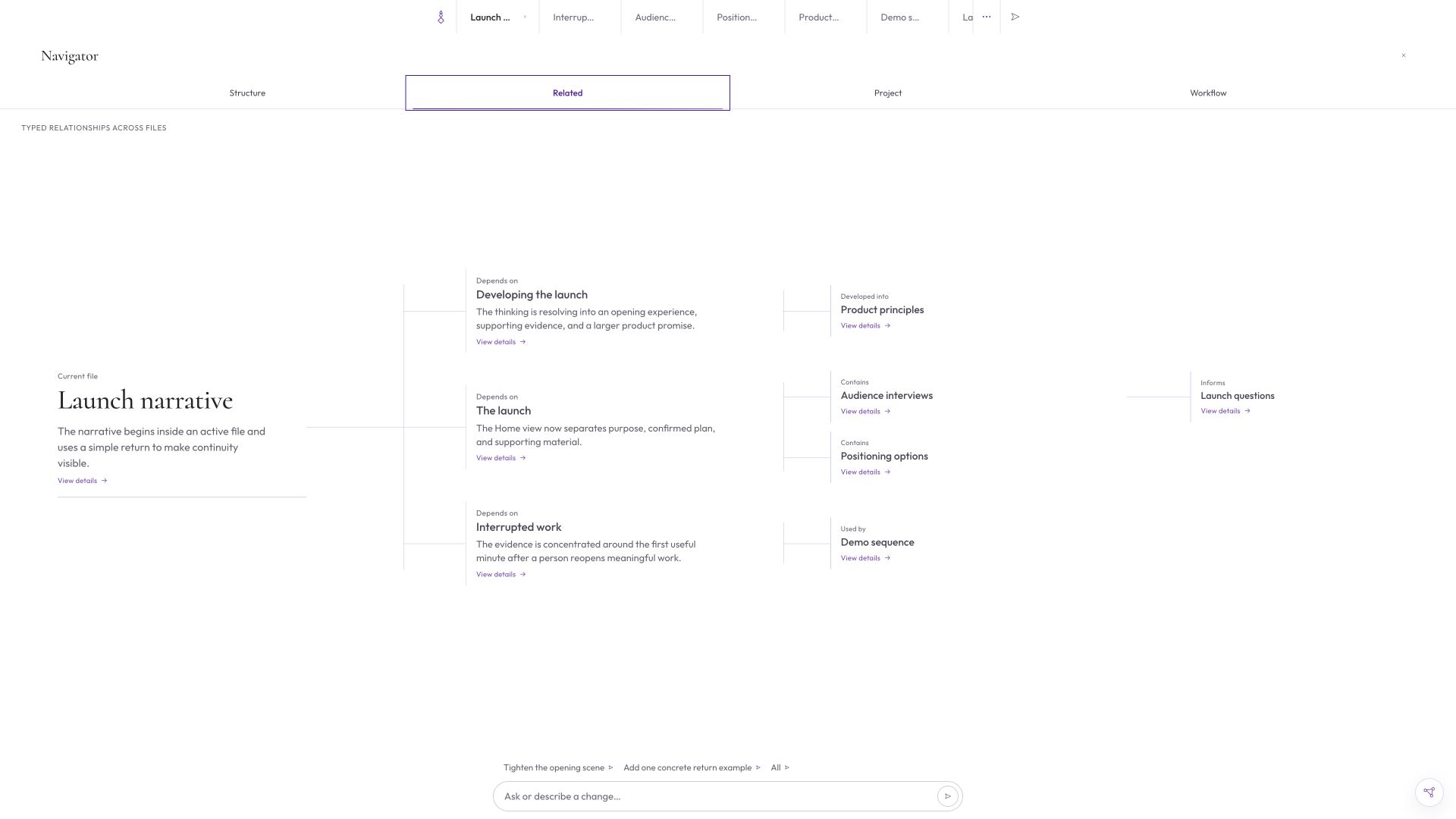 The same file shown with its typed relationships across the project